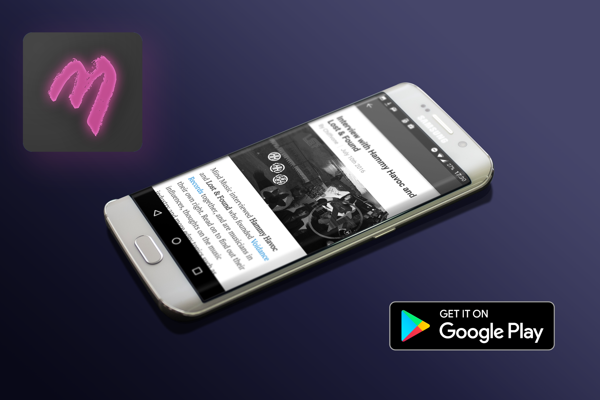 Mind Music Android App Samsung Galaxy S6 Edge Mockup