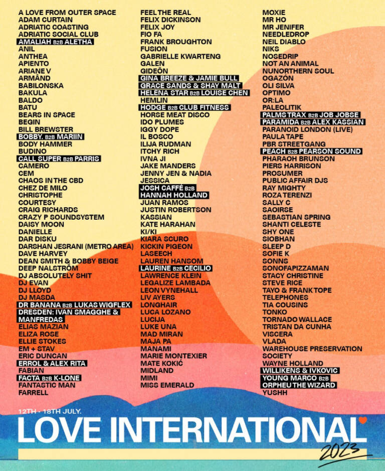 Love International lineup 2023