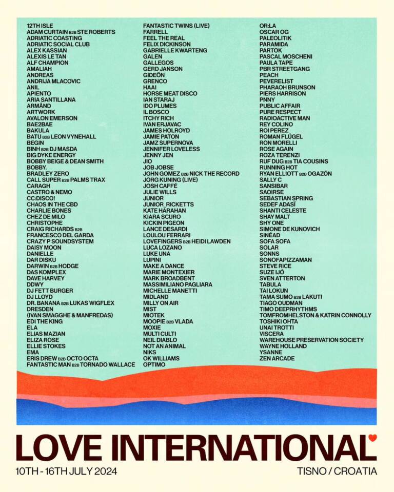 Love international lineup